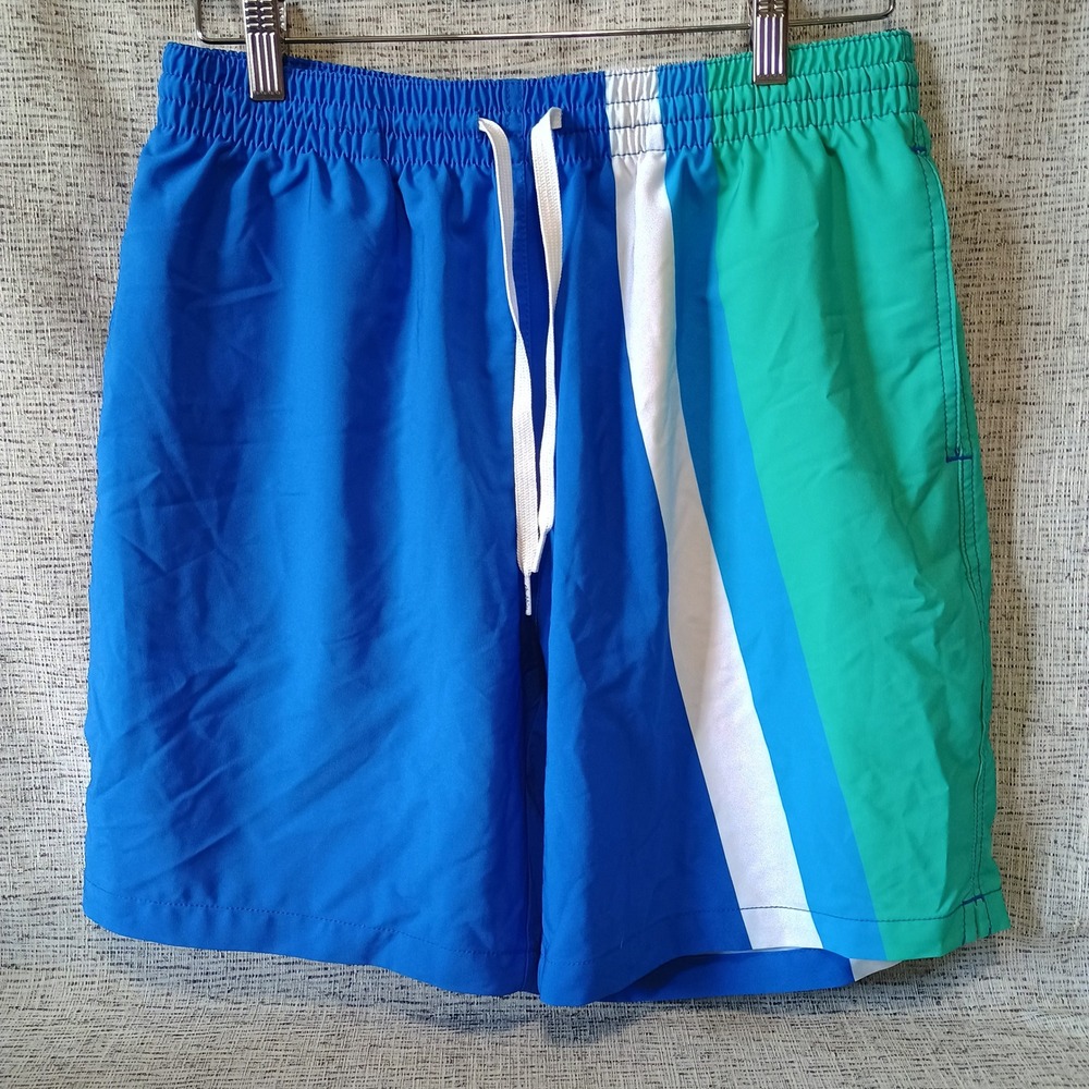 Chubbies Men Blue Teal Color Block Swim Trunks 7 Inch Inseam Large SM21SW00026